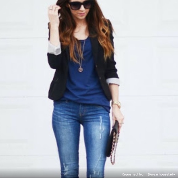 GUESS Blue Frayed Trim Tank Top - Picture 12 of 12